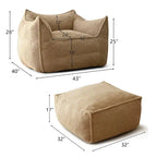 Lazy SofaTeddy Faux Fabric Couch Living Room Sofa Bean Bag Chair with Memory Foam