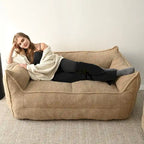 Lazy SofaTeddy Faux Fabric Couch Living Room Sofa Bean Bag Chair with Memory Foam