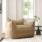Lazy SofaTeddy Faux Fabric Couch Living Room Sofa Bean Bag Chair with Memory Foam