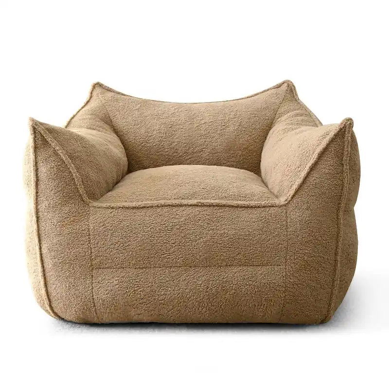 Lazy SofaTeddy Faux Fabric Couch Living Room Sofa Bean Bag Chair with Memory Foam