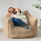 Lazy SofaTeddy Faux Fabric Couch Living Room Sofa Bean Bag Chair with Memory Foam