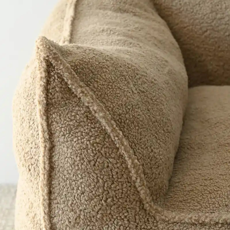 Lazy SofaTeddy Faux Fabric Couch Living Room Sofa Bean Bag Chair with Memory Foam