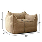Lazy SofaTeddy Faux Fabric Couch Living Room Sofa Bean Bag Chair with Memory Foam