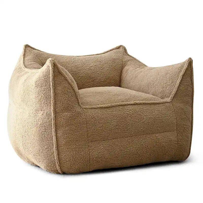 Lazy SofaTeddy Faux Fabric Couch Living Room Sofa Bean Bag Chair with Memory Foam