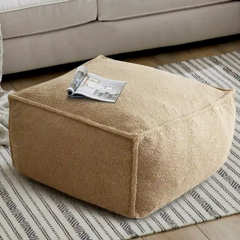 Lazy SofaTeddy Faux Fabric Couch Living Room Sofa Bean Bag Chair with Memory Foam