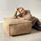 Lazy SofaTeddy Faux Fabric Couch Living Room Sofa Bean Bag Chair with Memory Foam