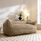 Lazy SofaTeddy Faux Fabric Couch Living Room Sofa Bean Bag Chair with Memory Foam