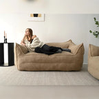 Lazy SofaTeddy Faux Fabric Couch Living Room Sofa Bean Bag Chair with Memory Foam