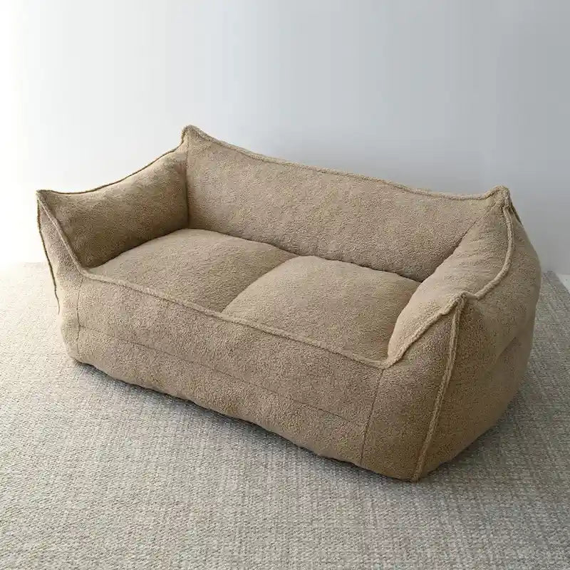 Lazy SofaTeddy Faux Fabric Couch Living Room Sofa Bean Bag Chair with Memory Foam