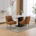 SEYNAR Modern Glam PU Leather Dining Chair or Vanity Chair Set of 2 with Rear Handle