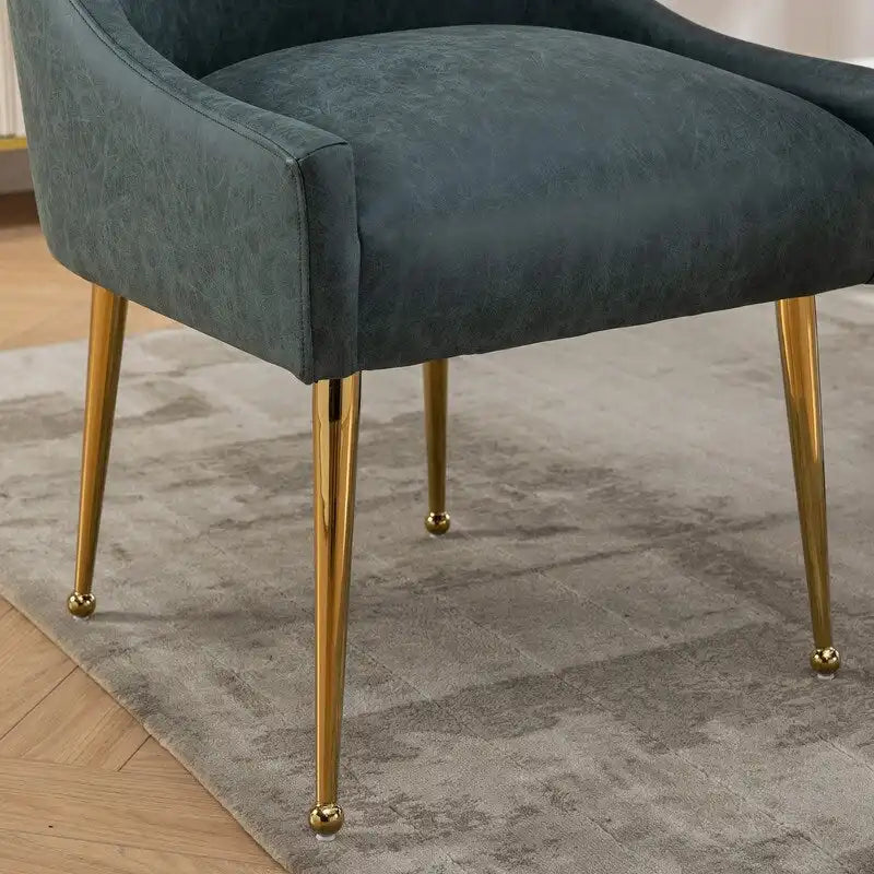 SEYNAR Modern Glam PU Leather Dining Chair or Vanity Chair Set of 2 with Rear Handle