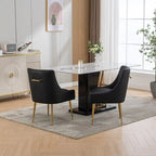 SEYNAR Modern Glam PU Leather Dining Chair or Vanity Chair Set of 2 with Rear Handle