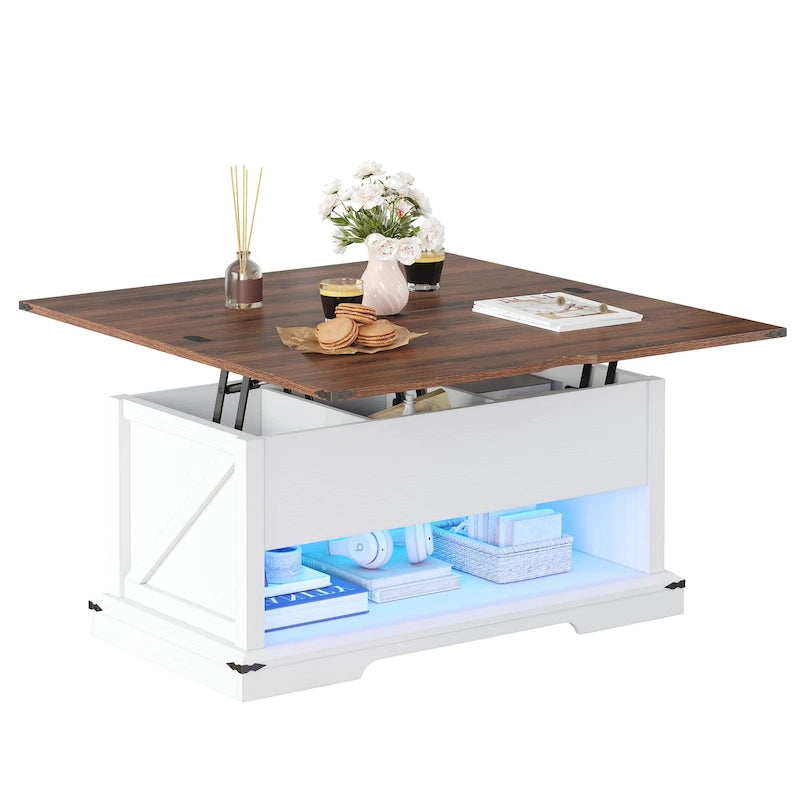 Moasis Lift Top Coffee Table Extendable Tabletop with Hidden Storage and Shelves