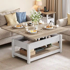 Moasis Lift Top Coffee Table Extendable Tabletop with Hidden Storage and Shelves
