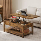 Moasis Lift Top Coffee Table Extendable Tabletop with Hidden Storage and Shelves