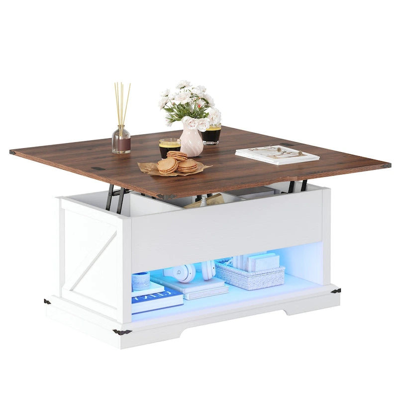 Moasis Lift Top Coffee Table Extendable Tabletop with Hidden Storage and Shelves