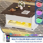 Moasis Lift Top Coffee Table Extendable Tabletop with Hidden Storage and Shelves