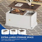 Moasis Lift Top Coffee Table Extendable Tabletop with Hidden Storage and Shelves