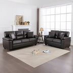 Morden Fort Upholstered Living Room Set, 2 Pieces, Faux Leather Loveseat and Sofa
