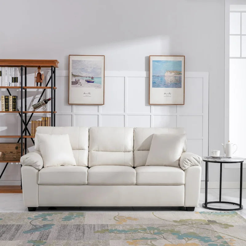 Morden Fort Upholstered Living Room Set, 2 Pieces, Faux Leather Loveseat and Sofa