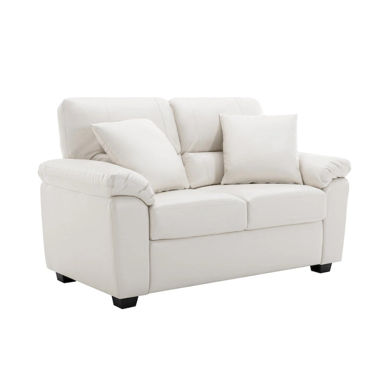 Morden Fort Upholstered Living Room Set, 2 Pieces, Faux Leather Loveseat and Sofa