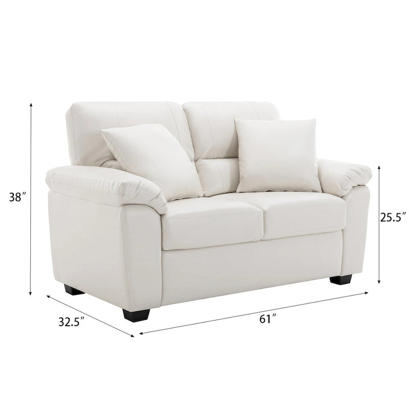 Morden Fort Upholstered Living Room Set, 2 Pieces, Faux Leather Loveseat and Sofa
