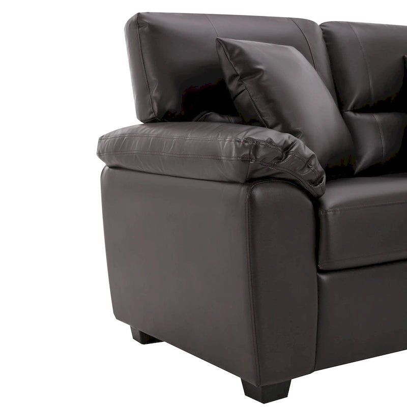Morden Fort Upholstered Living Room Set, 2 Pieces, Faux Leather Loveseat and Sofa