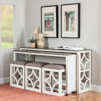 Crewson Wood 2-Piece Nesting Rolling Console with 3 Stools