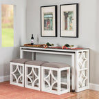 Crewson Wood 2-Piece Nesting Rolling Console with 3 Stools