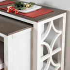 Crewson Wood 2-Piece Nesting Rolling Console with 3 Stools