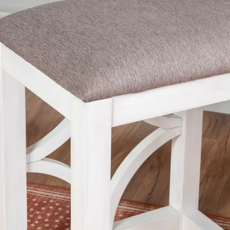 Crewson Wood 2-Piece Nesting Rolling Console with 3 Stools