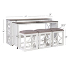 Crewson Wood 2-Piece Nesting Rolling Console with 3 Stools