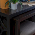 Crewson Wood 2-Piece Nesting Rolling Console with 3 Stools