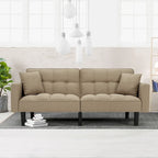 AVAWING 74 Modern Tufted Convertible Futon Sofa Bed with 2 Pillows