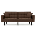 AVAWING 74 Modern Tufted Convertible Futon Sofa Bed with 2 Pillows