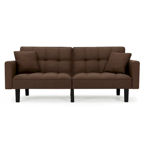 AVAWING 74 Modern Tufted Convertible Futon Sofa Bed with 2 Pillows