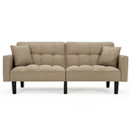 AVAWING 74 Modern Tufted Convertible Futon Sofa Bed with 2 Pillows
