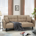 AVAWING 74 Modern Tufted Convertible Futon Sofa Bed with 2 Pillows
