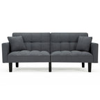 AVAWING 74 Modern Tufted Convertible Futon Sofa Bed with 2 Pillows