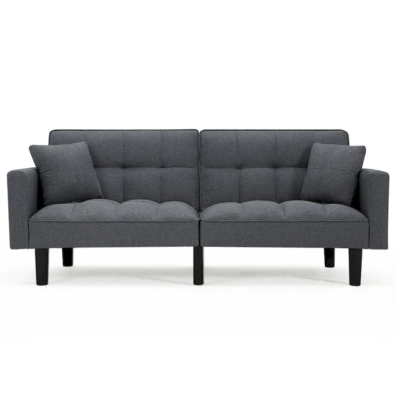 AVAWING 74 Modern Tufted Convertible Futon Sofa Bed with 2 Pillows