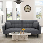 AVAWING 74 Modern Tufted Convertible Futon Sofa Bed with 2 Pillows