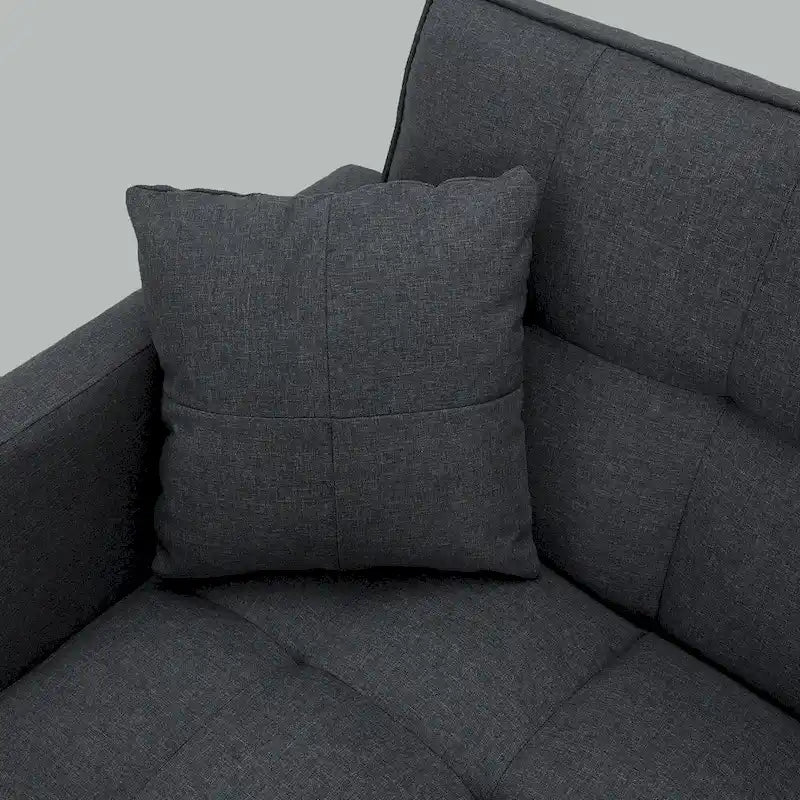 AVAWING 74 Modern Tufted Convertible Futon Sofa Bed with 2 Pillows