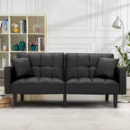 AVAWING 74 Modern Tufted Convertible Futon Sofa Bed with 2 Pillows