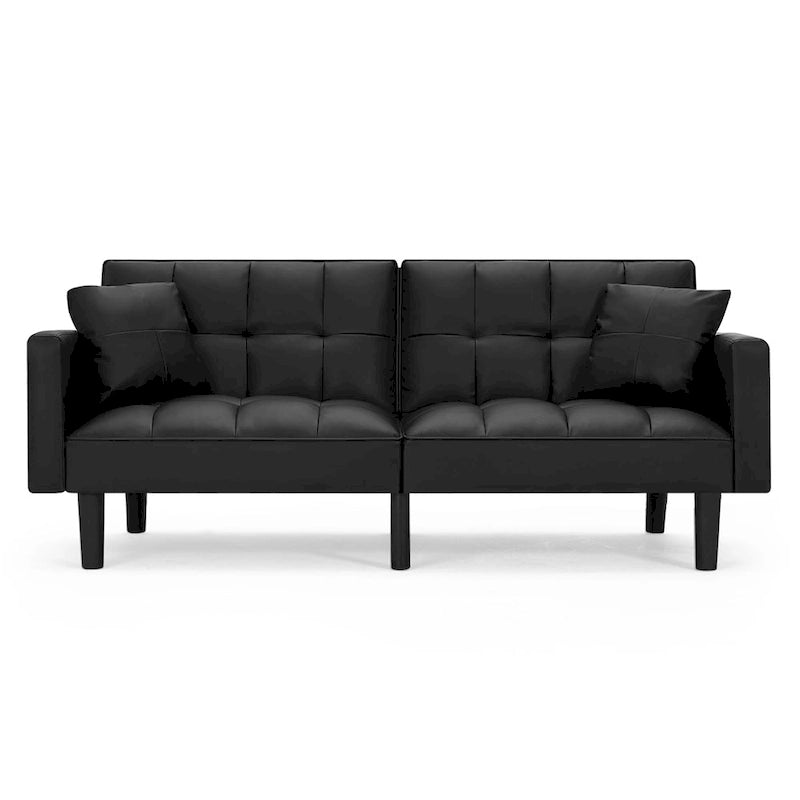 AVAWING 74 Modern Tufted Convertible Futon Sofa Bed with 2 Pillows