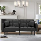 AVAWING 74 Modern Tufted Convertible Futon Sofa Bed with 2 Pillows