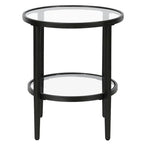Hera 19.63 Wide Round Side Table with Clear Glass Shelf