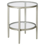 Hera 19.63 Wide Round Side Table with Clear Glass Shelf