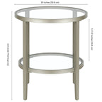 Hera 19.63 Wide Round Side Table with Clear Glass Shelf