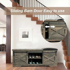 47 inch Shoes Bench with Sliding Barn Door Storage Cabinet and Adjustable Shelves - 47.24Lx15.35Dx18.7H