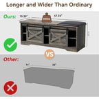 47 inch Shoes Bench with Sliding Barn Door Storage Cabinet and Adjustable Shelves - 47.24Lx15.35Dx18.7H